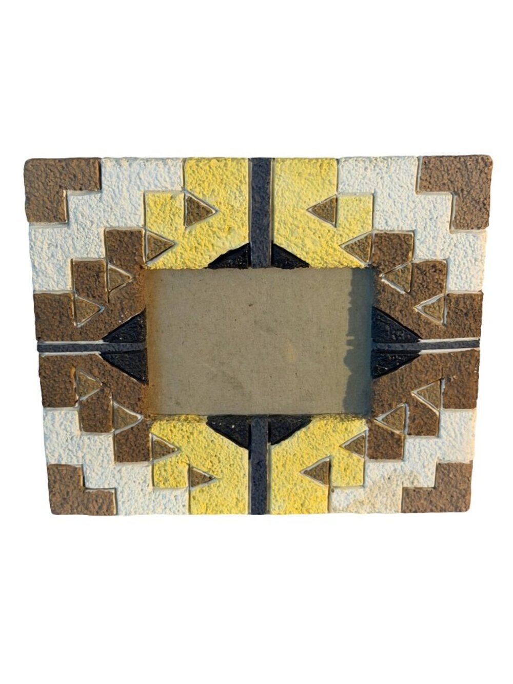 Southwestern Geometric Picture Frame Tribal Style Brown Yellow White 6x5